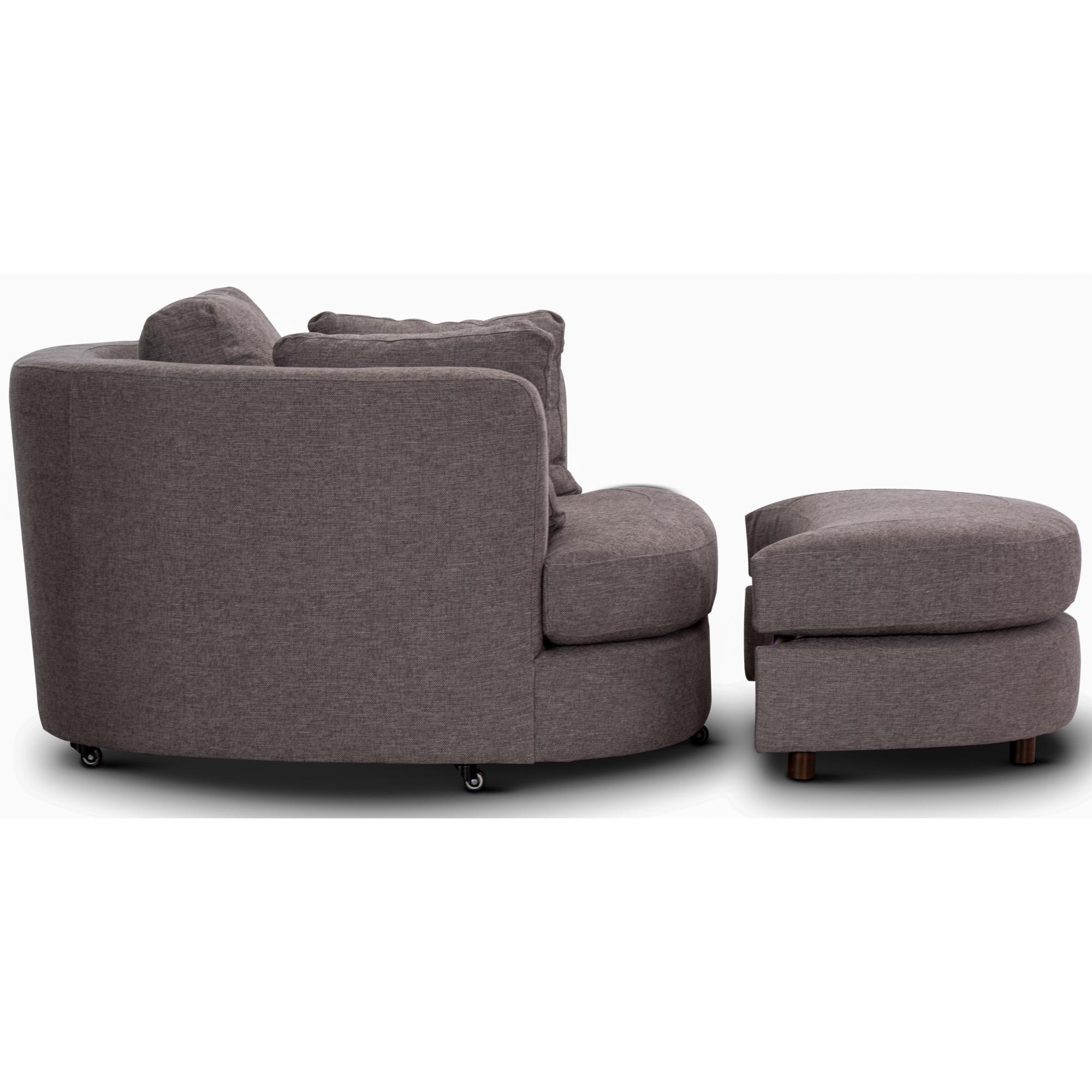 Sunshine Single Sofa Love Chair Fabric Swivel Armchair Ottoman Set - Grey - John Cootes