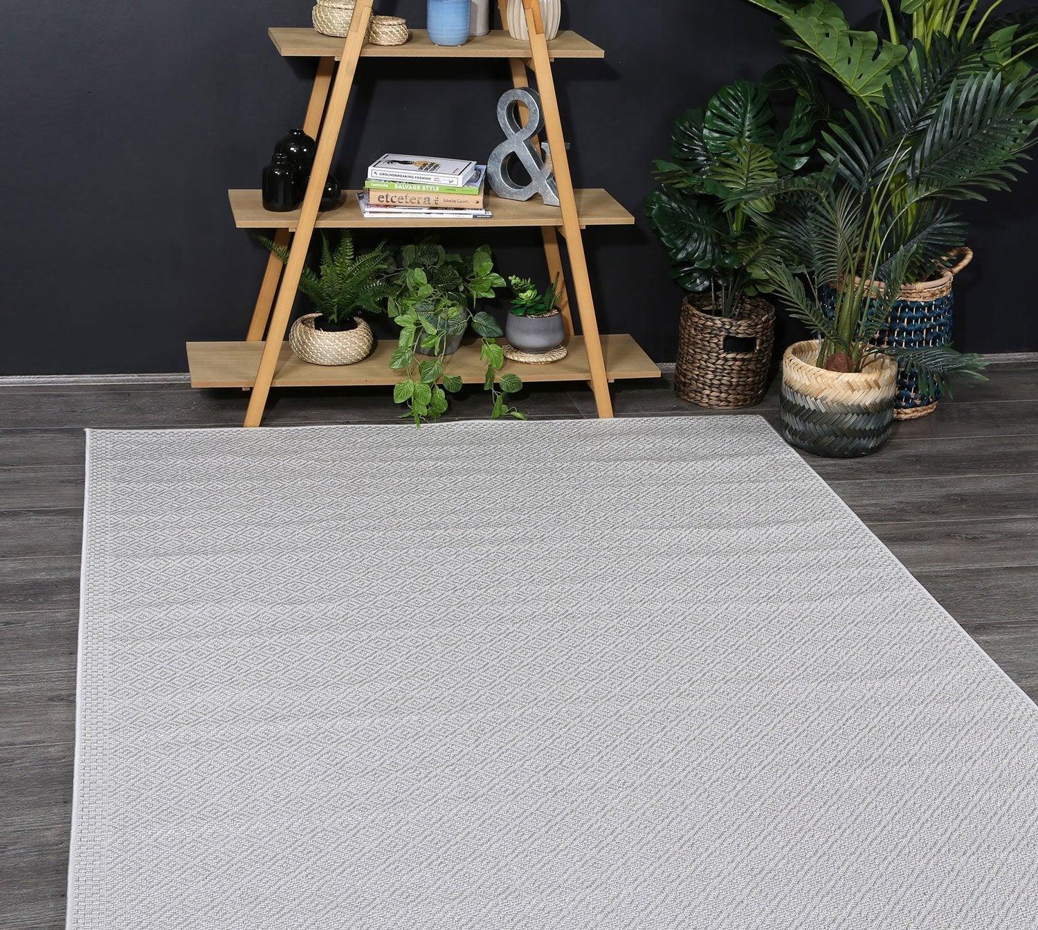 Sydney Silver Diamond Indoor Outdoor Rug 80x150 cm - John Cootes