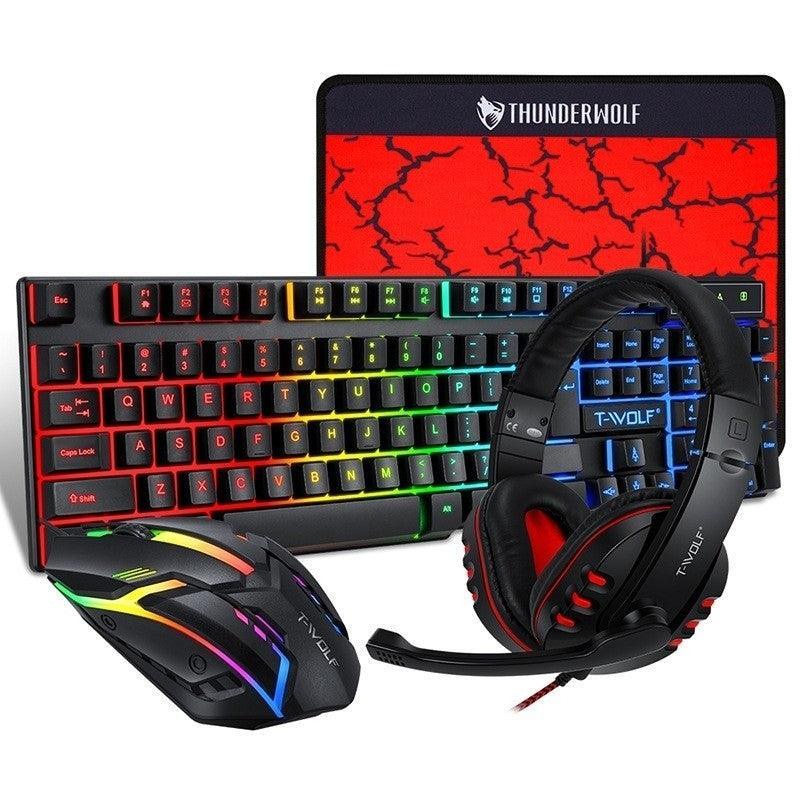 T-Wolf TF800 RGB 4-pcs Gaming Keyboard/Mouse/Headphone/Mouse Pad Kit Set - John Cootes