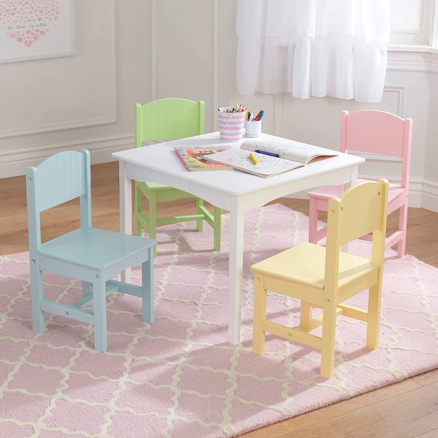 Table & 4 Pastel Chairs set for kids - John Cootes