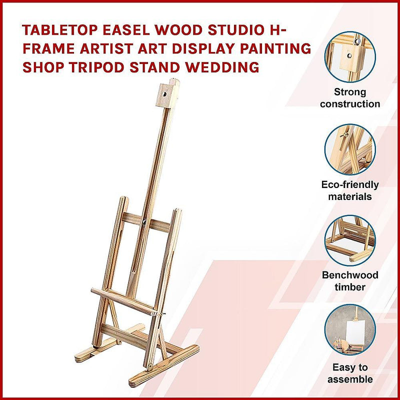 Tabletop Easel Wood Studio H-Frame Artist Art Display Painting Shop Tripod Stand Wedding - John Cootes