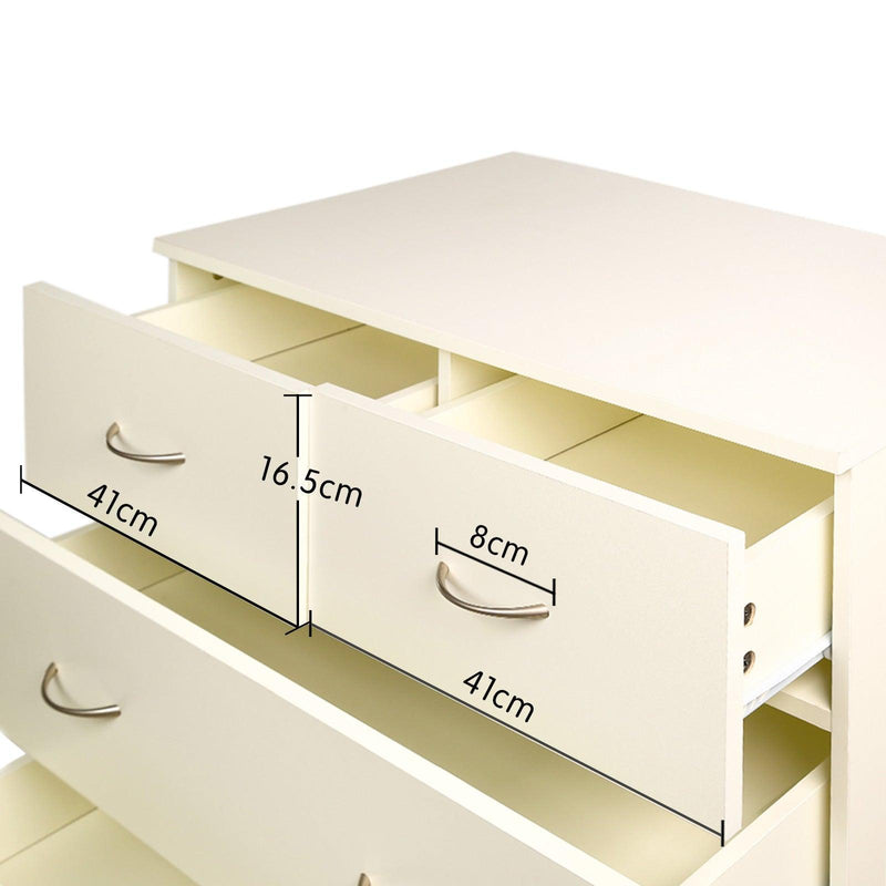 Tallboy Dresser 6 Chest of Drawers Storage Cabinet 85 x 39.5 x 105cm - John Cootes