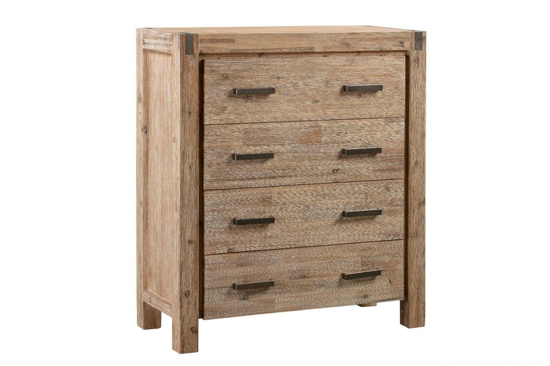 Tallboy with 4 Storage Drawers Assembled in Oak Colour Solid Wooden - John Cootes