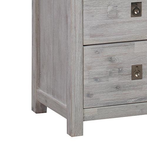 Tallboy with 5 Storage Drawers in Cloud White Ash Color with Solid Acacia Wooden Frame - John Cootes