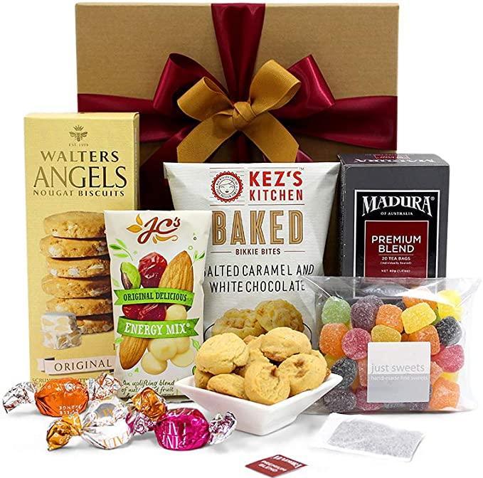 Tea Lover Gift Hamper with Premium Tea, Nougat Biscuits, Salted Caramel Bites & Fruit Jubes - Sweet & Dessert Hamper for Tea Parties, Birthdays, Christmas, Easter, Anniversaries, Weddings - John Cootes