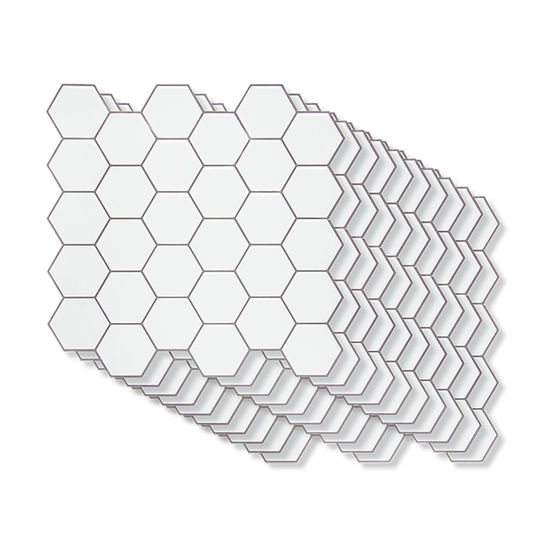 Tiles 3D Peel and Stick Wall Tile Hexagon White (30cm x 30cm x 10 sheets) - John Cootes