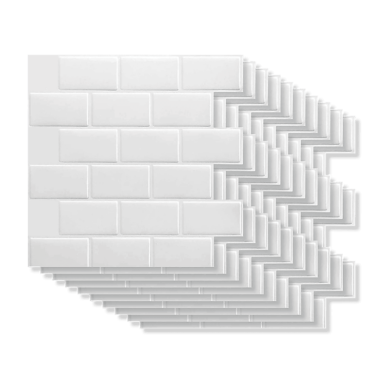 Tiles 3D Peel and Stick Wall Tile Subway White (30 x 30cm x 10 sheets) - John Cootes