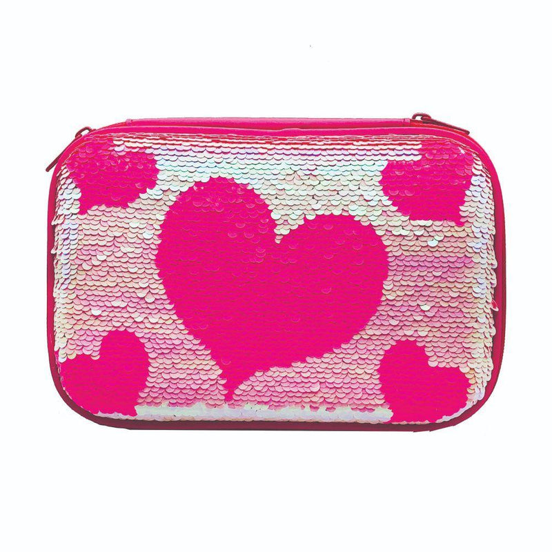 Tinc Hearts Reversible Sequin Pencil Case (Pink) - John Cootes