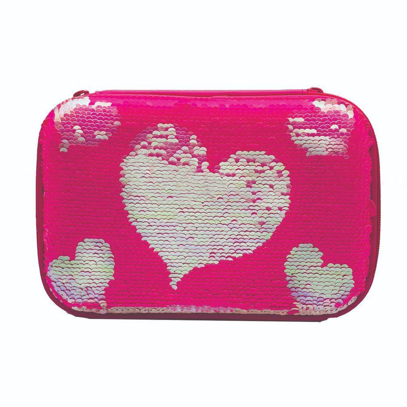 Tinc Hearts Reversible Sequin Pencil Case (Pink) - John Cootes