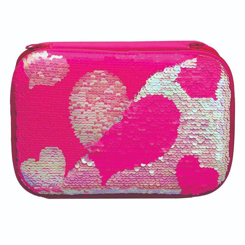 Tinc Hearts Reversible Sequin Pencil Case (Pink) - John Cootes