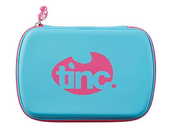 Tinc Two-Colour Hard Top Pencil Case : Blue With Pink Zip - John Cootes