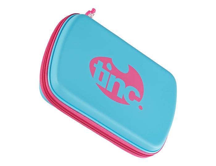 Tinc Two-Colour Hard Top Pencil Case : Blue With Pink Zip - John Cootes