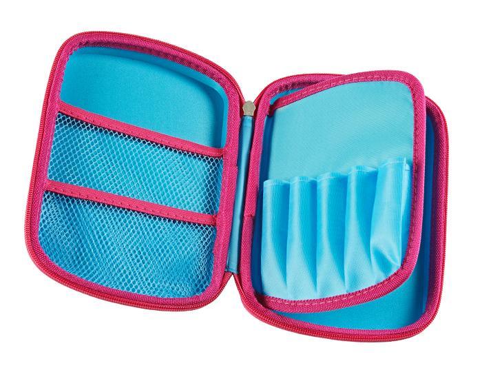 Tinc Two-Colour Hard Top Pencil Case : Blue With Pink Zip - John Cootes