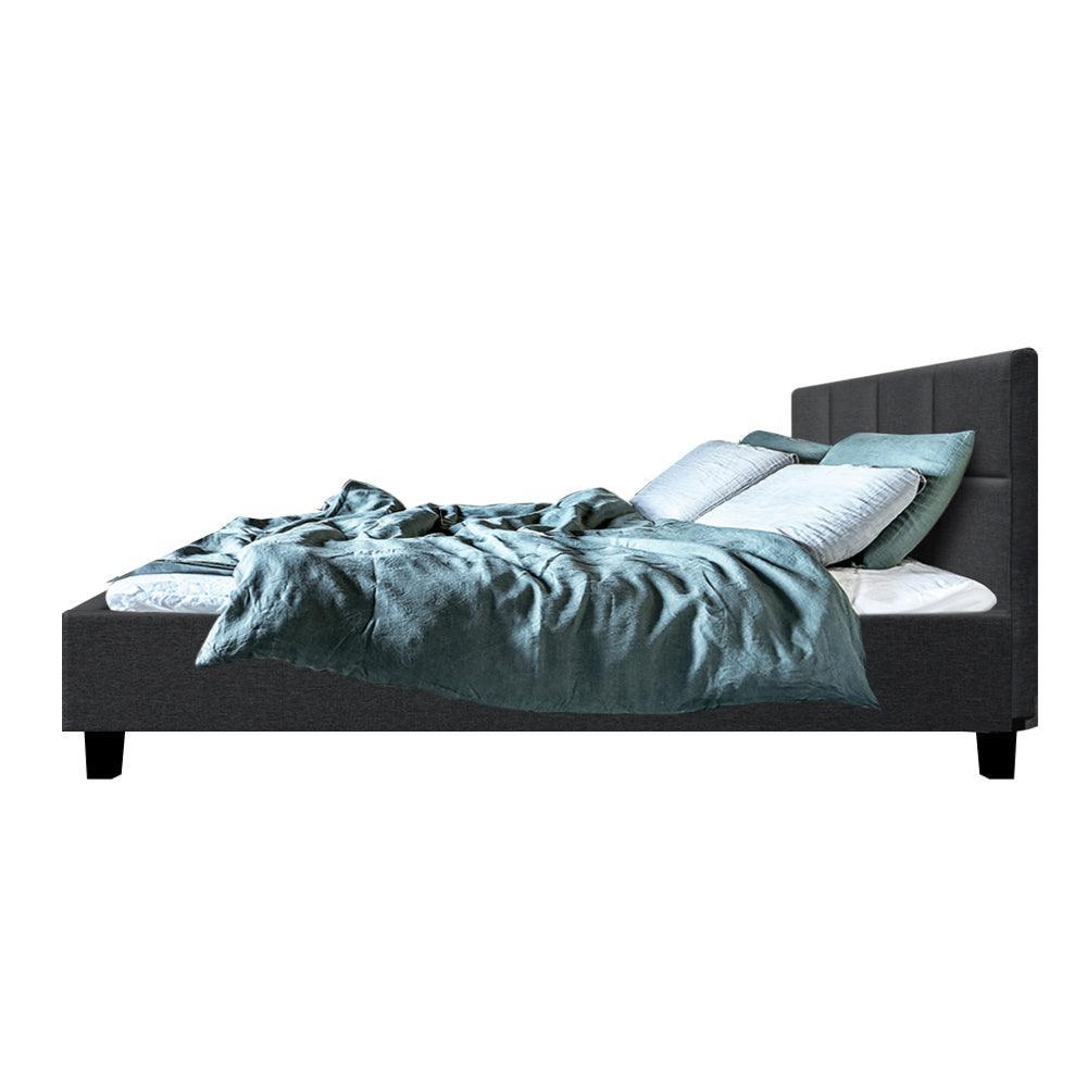 Tino Bed Frame Fabric - Charcoal Double - John Cootes