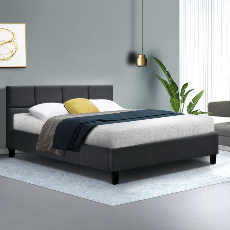 Tino Bed Frame Fabric - Charcoal Double - John Cootes