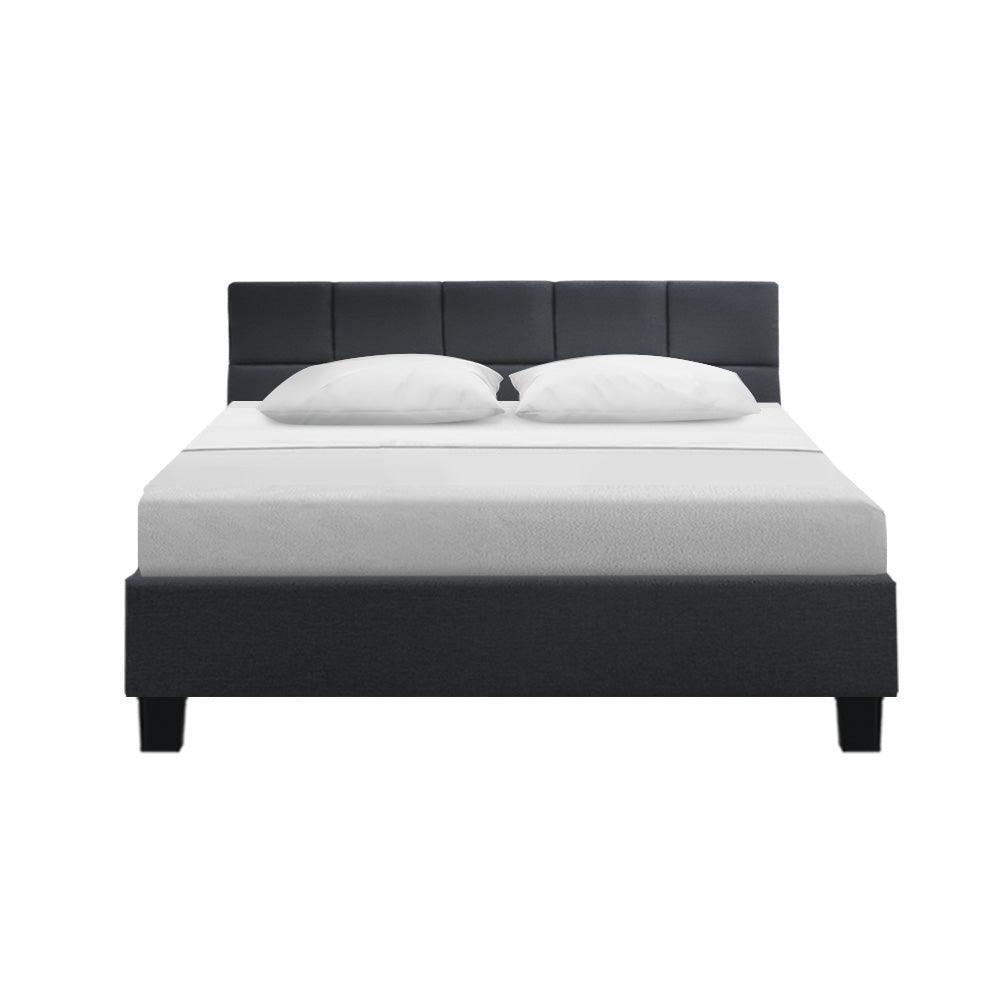 Tino Bed Frame Fabric - Charcoal Queen - John Cootes