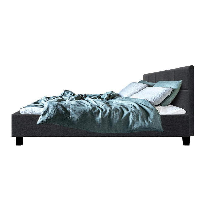 Tino Bed Frame Fabric - Charcoal Queen - John Cootes