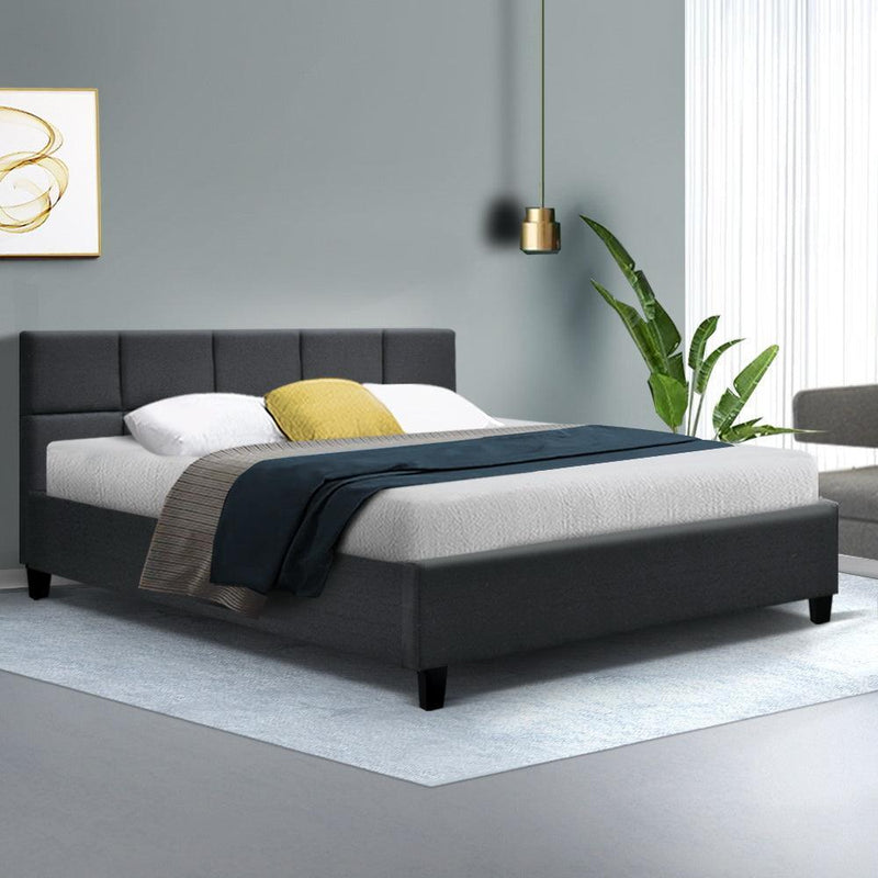 Tino Bed Frame Fabric - Charcoal Queen - John Cootes