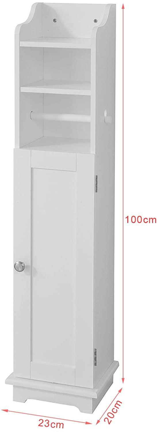 Toilet Paper Holder with Storage, Freestanding Cabinet, Toilet Brush Holder and Toilet Paper Dispenser 20x100x18 cm - John Cootes