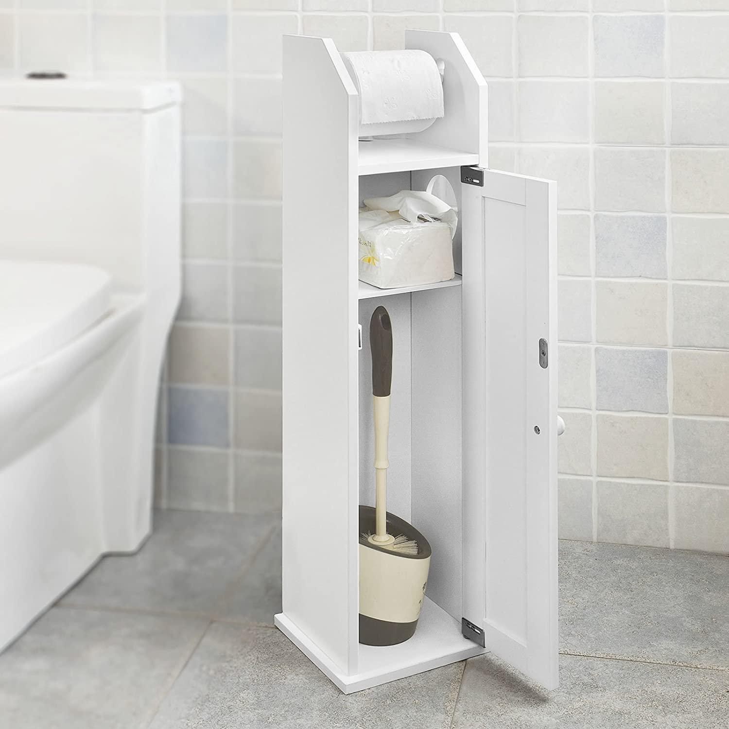 Toilet Paper Holder with Storage, Freestanding Cabinet, Toilet Brush Holder and Toilet Paper Dispenser - John Cootes