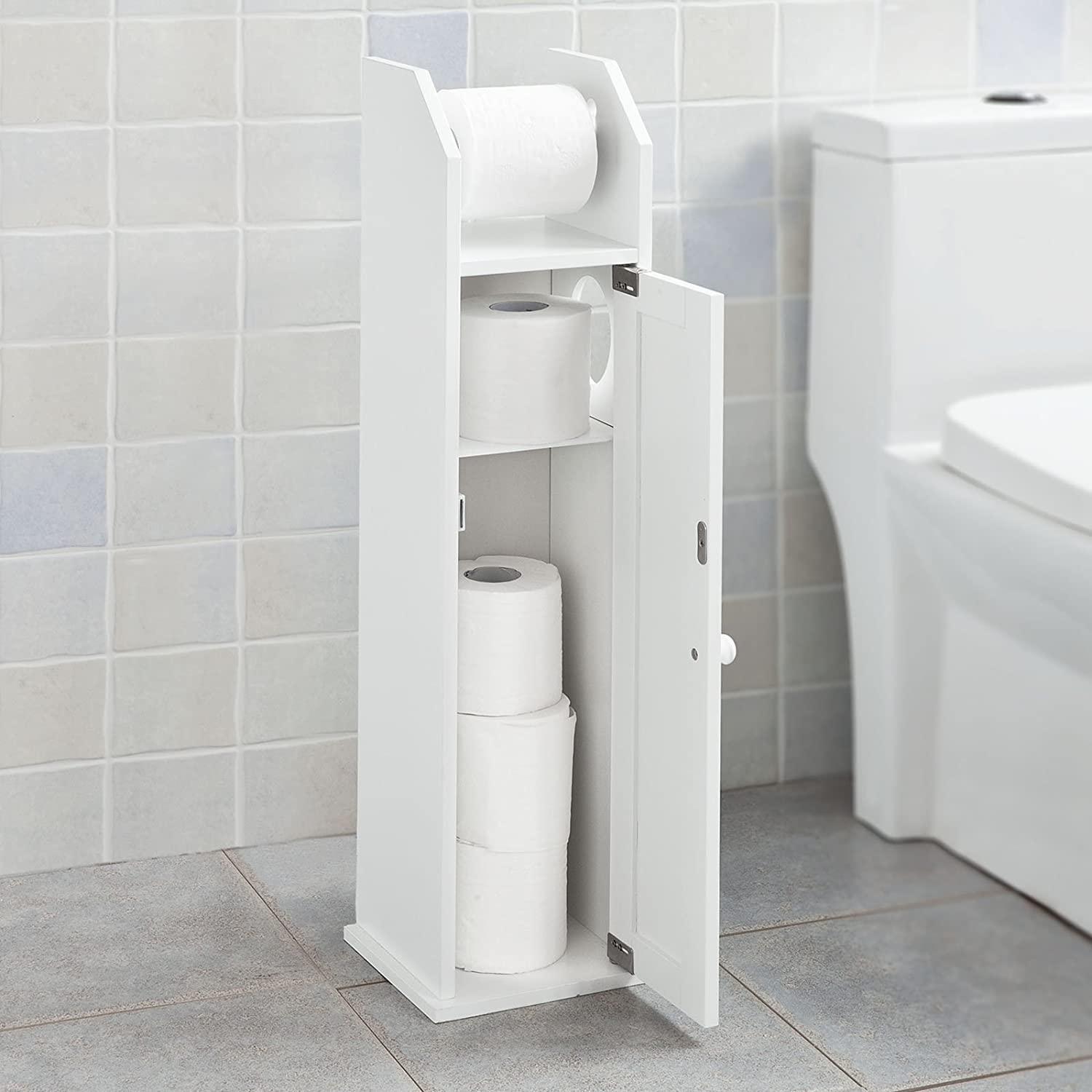 Toilet Paper Holder with Storage, Freestanding Cabinet, Toilet Brush Holder and Toilet Paper Dispenser - John Cootes