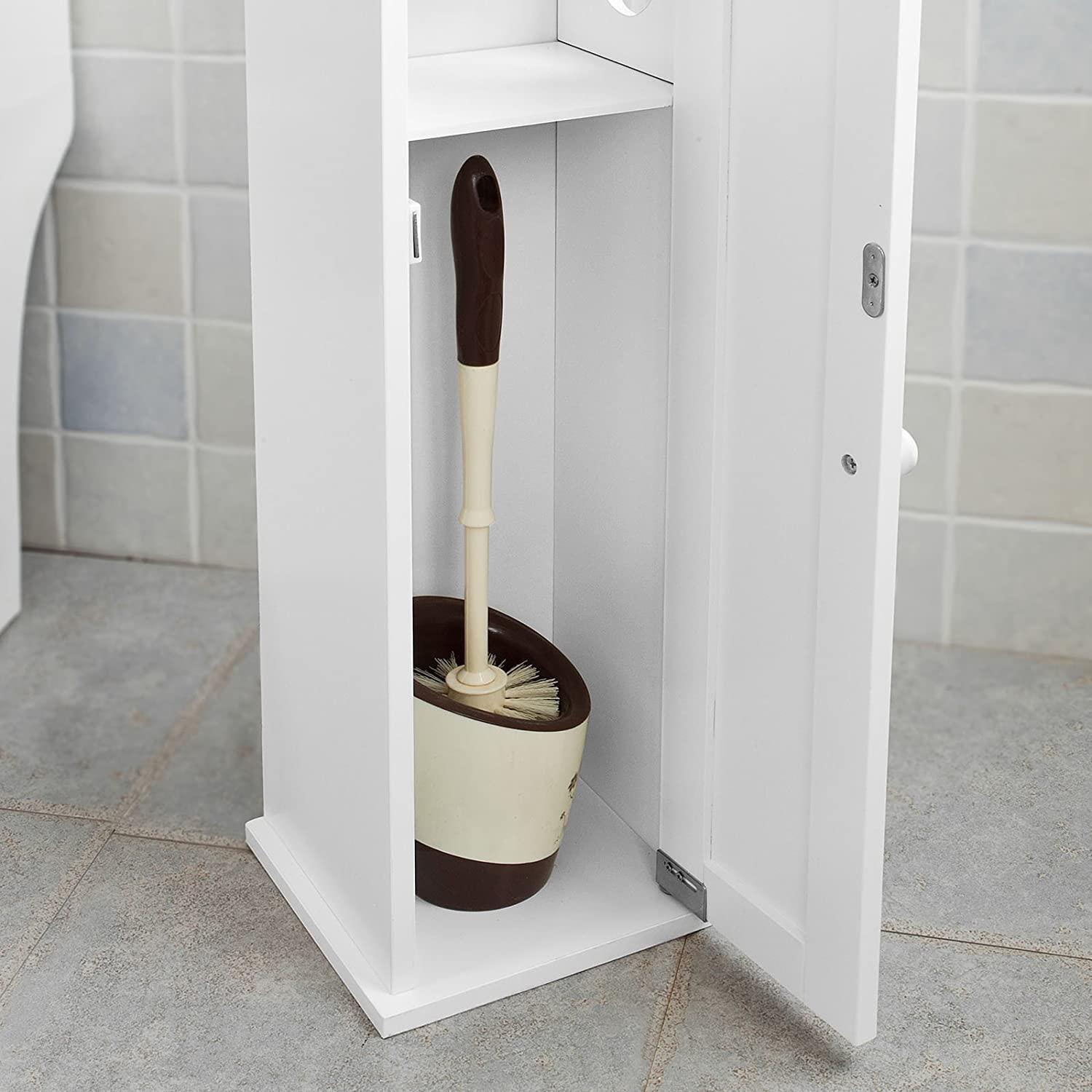 Toilet Paper Holder with Storage, Freestanding Cabinet, Toilet Brush Holder and Toilet Paper Dispenser - John Cootes