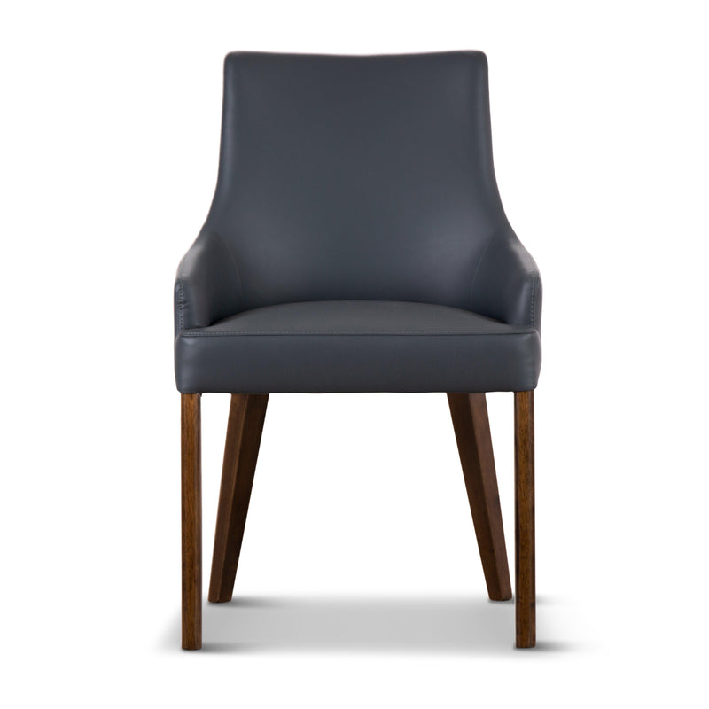 Tuberose Dining Chair Set of 6 PU Leather Solid Acacia Wood Furniture Dark Grey - John Cootes