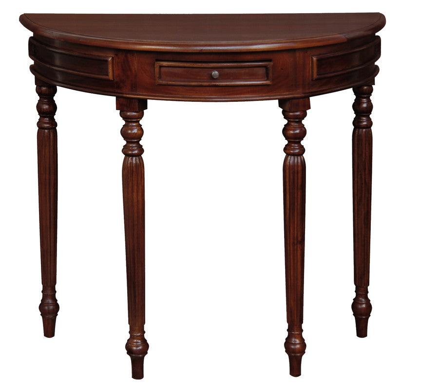 Turn Leg Half Round Sofa Table (Mahogany) - John Cootes