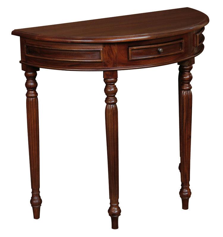 Turn Leg Half Round Sofa Table (Mahogany) - John Cootes