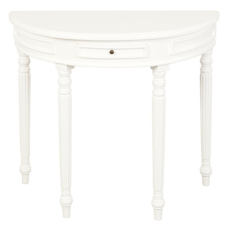 Turn Leg Half Round Sofa Table (White) - John Cootes