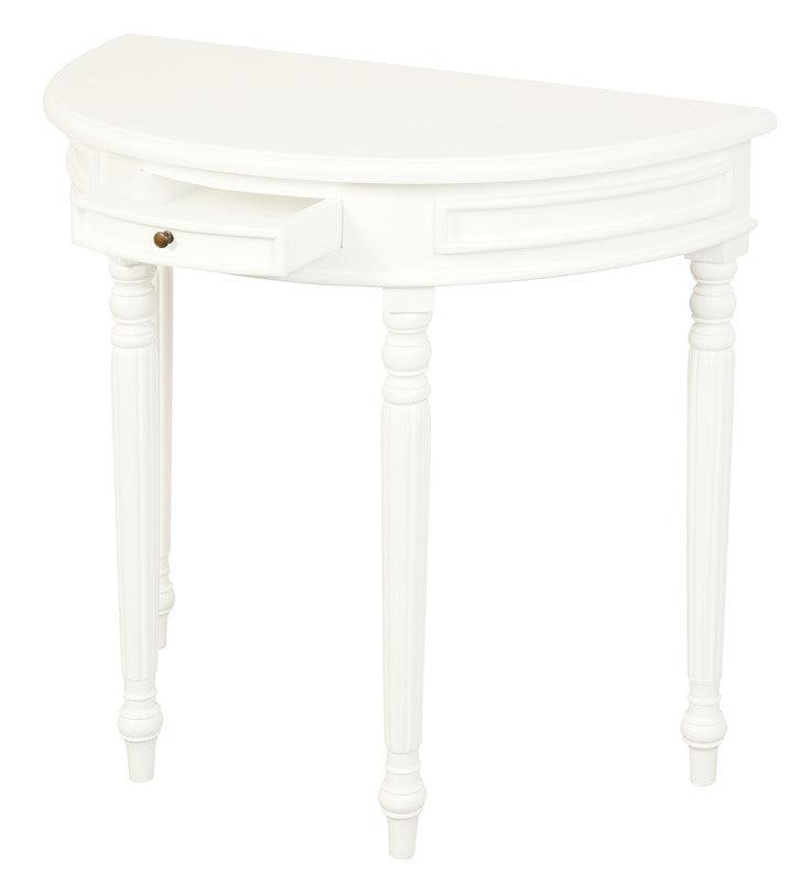 Turn Leg Half Round Sofa Table (White) - John Cootes