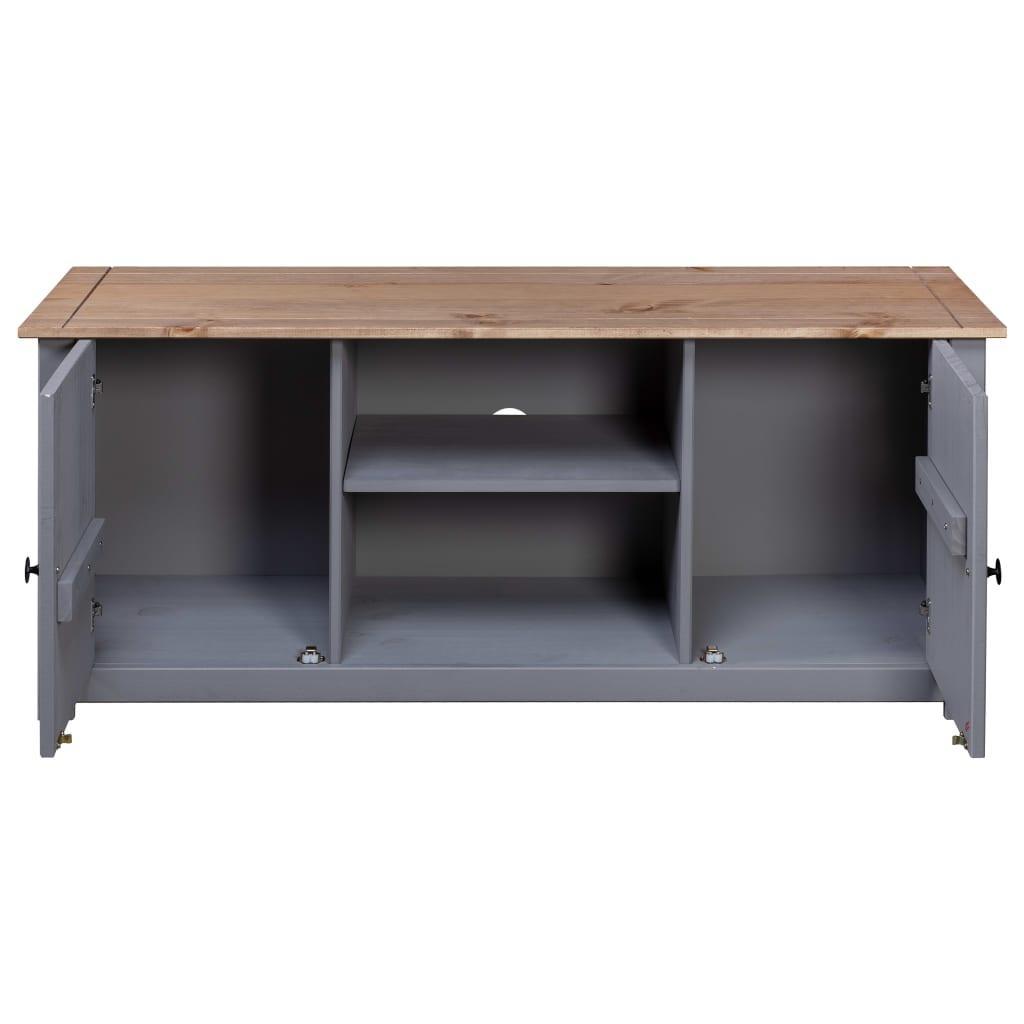 Tv Cabinet Grey 120x40x50 Cm Solid Pine Wood Panama Range - John Cootes