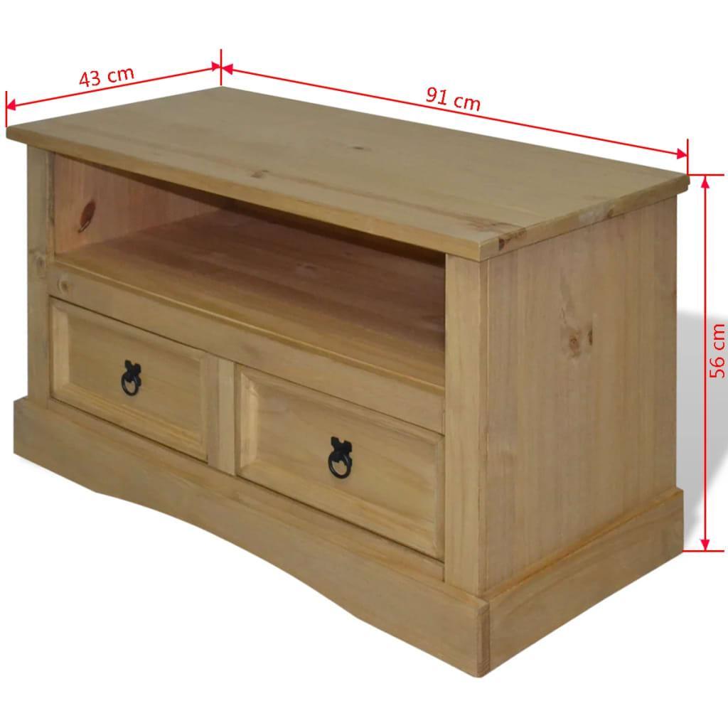 Tv Cabinet Mexican Pine Corona Range 91x43x56 Cm - John Cootes