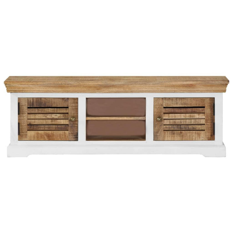 Tv Cabinet Solid Mango Wood Brown and white - John Cootes
