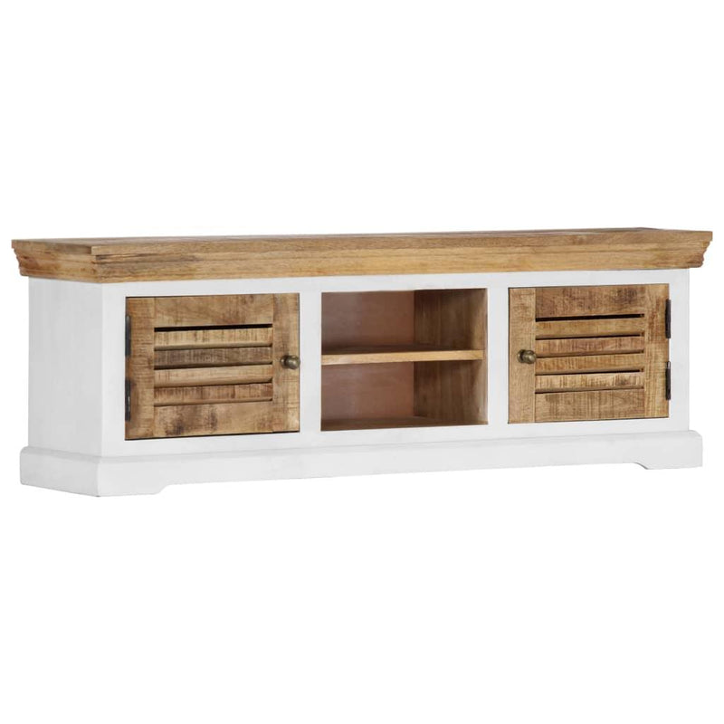 Tv Cabinet Solid Mango Wood Brown and white - John Cootes