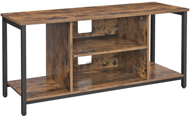 TV Console Unit with Open Storage Rustic Brown and Black Industrial - John Cootes