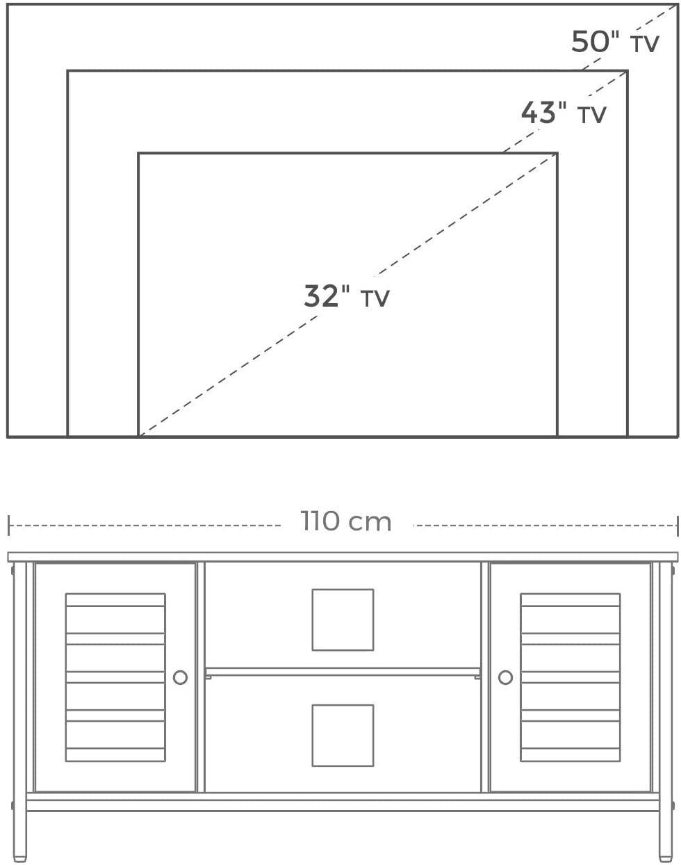 TV Stand Entertainment Unit with Open Shelves and Louvred Doors Storage, Rustic Brown and Black Industrial - John Cootes