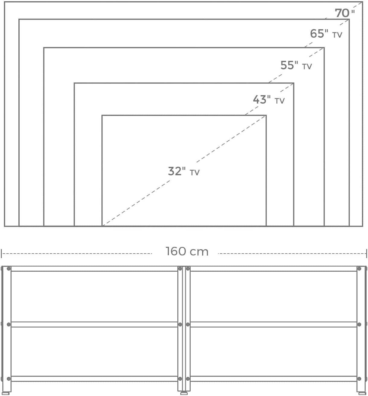 TV Stand for TV Steel Frame up to 178 cm with Shelves for Living Room and Bedroom Furniture Rustic Brown and Black - John Cootes