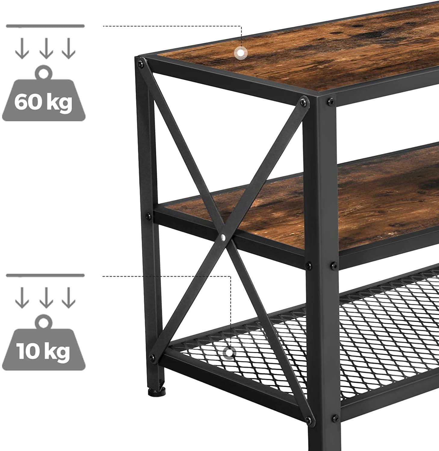 TV Stand for TV Steel Frame up to 178 cm with Shelves for Living Room and Bedroom Furniture Rustic Brown and Black - John Cootes