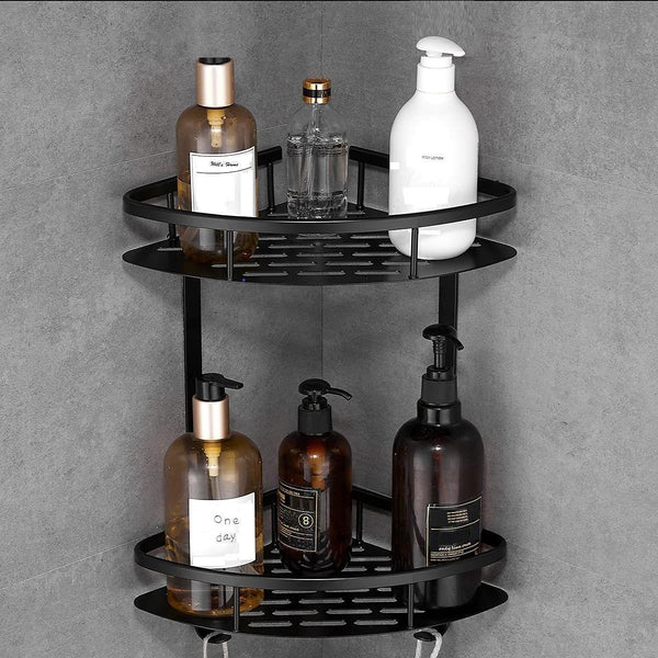 Two-Tier Wall-Mounted Corner Shelf for Bathroom - John Cootes