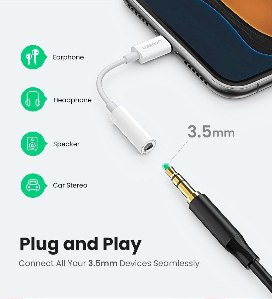 UGREEN 30759 iPhone 8-pin to 3.5mm Headphone Adapter - John Cootes