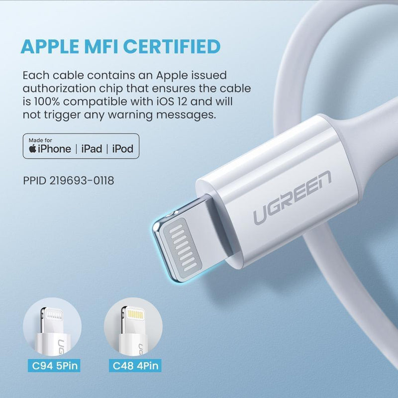 UGREEN 60749 MFi USB-C to iPhone 8-pin Charging Cable 2M - John Cootes
