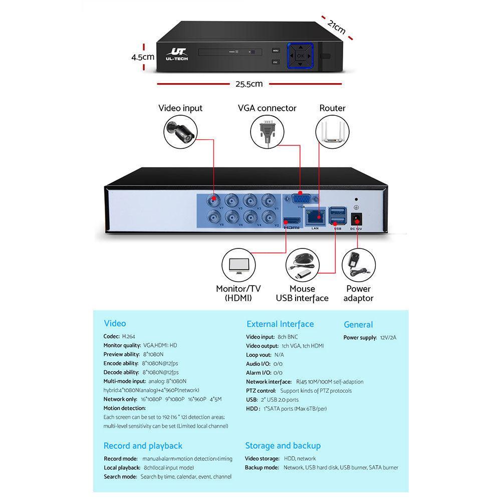 UL Tech 1080P 8 Channel HDMI CCTV Security Camera - John Cootes