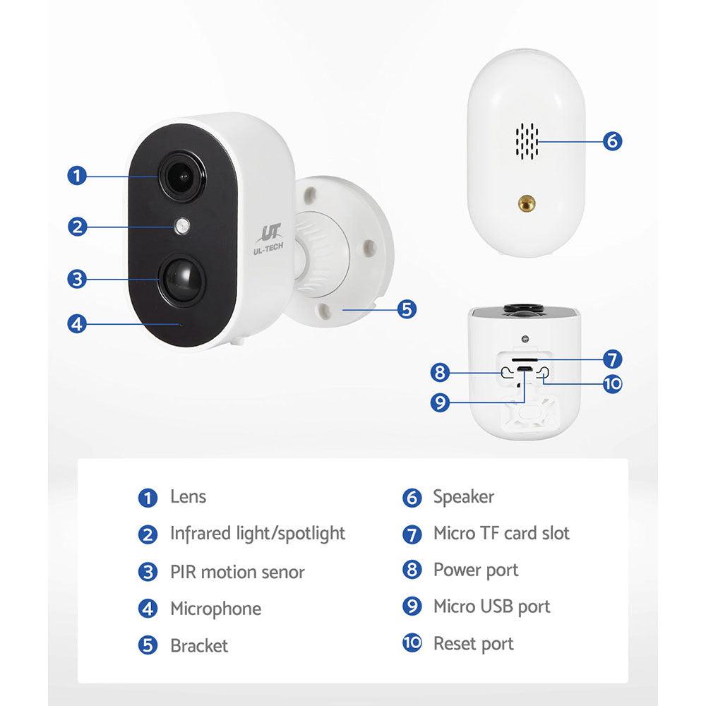 UL-tech 1080P Wireless Security IP Camera Rechargeable Outdoor CCTV Solar Panel - John Cootes