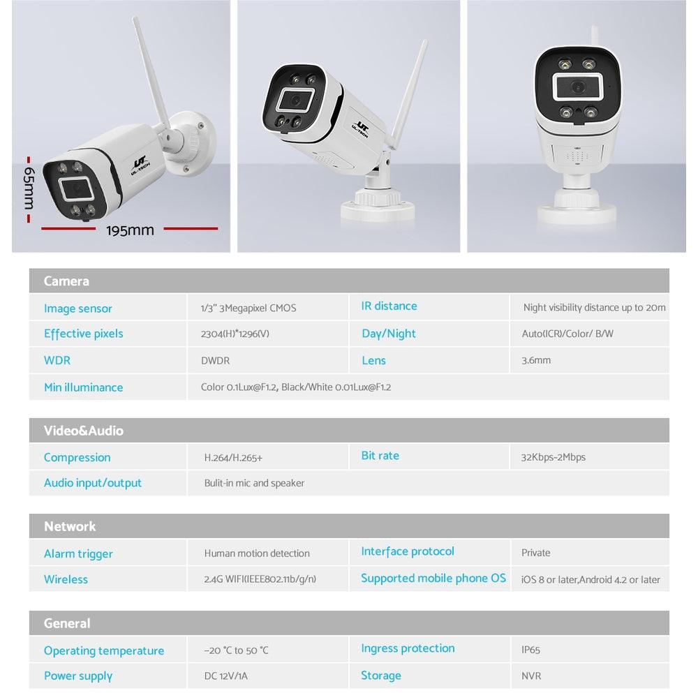 UL-tech 3MP Wireless CCTV Home Security System Outdoor IP Camera 8CH WiFi NVR - John Cootes