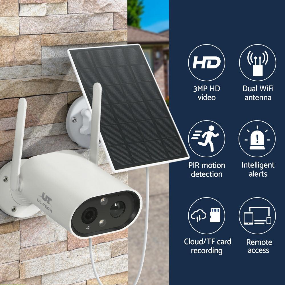 UL-tech 3MP Wireless Security IP Camera Battery Home Outdoor CCTV Solar Panel - John Cootes