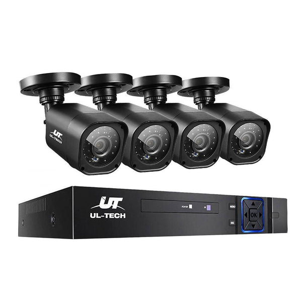 UL-TECH 8CH 5 IN 1 DVR CCTV Security System Video Recorder /w 4 Cameras 1080P HDMI Black - John Cootes