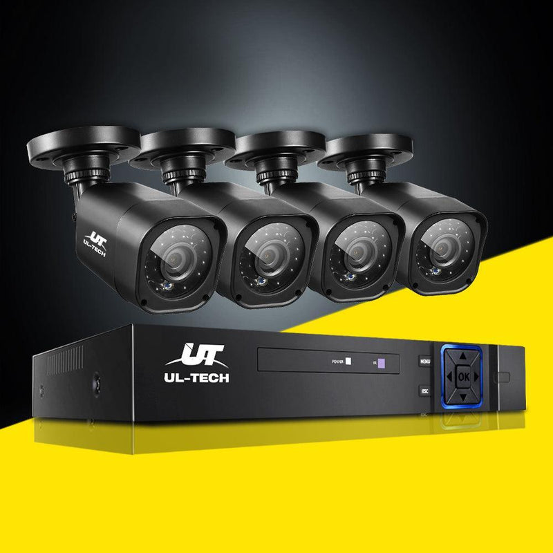 UL-TECH 8CH 5 IN 1 DVR CCTV Security System Video Recorder /w 4 Cameras 1080P HDMI Black - John Cootes