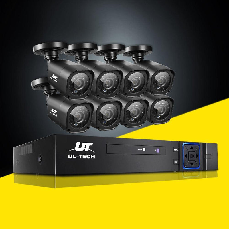UL-TECH 8CH 5 IN 1 DVR CCTV Security System Video Recorder /w 8 Cameras 1080P HDMI Black - John Cootes