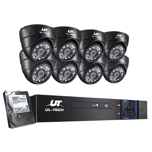 UL-tech CCTV 8 Dome Cameras Home Security System 8CH DVR 1080P 1TB IP Day Night - John Cootes